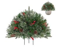Christmas Urn Filler | Prelit Filler Outdoor Christmas Tree | Sparkling Light Branches Ornaments for Cemetery Winter Front Nativity Table Yard Pathway Outside Porch Fall