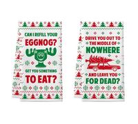 Christmas Vacation Gift, 2 Pack Funny Holiday Kitchen Towels, Griswold Family Cousin Eddie Christmas Vacation Merchandise, Cute Xmas Home Bathroom Hand Towels Decor, Novelty White Elephant Gifts