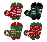 Christmas Vacation Merch Gifts, Funny Christmas Socks for Women Men, Griswold Family Christmas Vacation Costume Accessories, 4 Pairs Winter Warm Knitted Socks, White Elephant Gifts Stocking Stuffers,