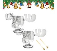 Christmas Vacation Moose Mug - Clear Thick Glass Eggnog Mug for Holiday Celebrations and Birthdays, Perfect for Festive Gatherings (1 Piece)