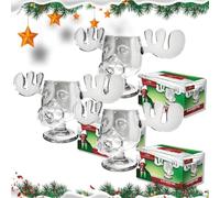 Christmas Vacation Moose Mugs, Clear Thick Glass Christmas Eggnog Mug, Gift for Friends Family Holiday Party (3PCS)