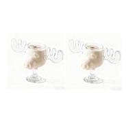 Christmas Vacation National Lampoon Christmas Decor Moose Glasses, Elk Glasses Christmas Mug, National Christmas Holiday, Decorations, Clear, Holiday for Coffee, Tea (2)