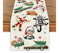 Christmas Vacation Table Runner Red and Green Vaction Xmas Table Cover Winter Seasonal Holiday Decor Merry Christmas Decorations for Home Party
