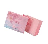 Christmas Valentine Gift Box Pink Paper Sakura Design with Bow | Heaven and Earth Cover, Tote Bag Included, for Jewellery and Small Gifts
