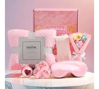 Christmas Valentines Anniversary Mother's Day Birthday Basket Gifts 8Pcs Set for Women Girlfriend Her Wife Daughter Friend Skin Care Kit Mothers Day Birthday Anniversary Ideal Gifts (Pink)