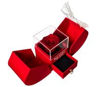 Christmas Valentines Day Gift Apple Shape Natural Eternal Rose Flower Box Preserved Rose Acrylic Jewelry Box Gifts for Mom Women
