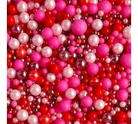 Christmas Vegan Vegetarian sprinkles red hot pink metallic sprinkles edible candy pearls cupcake cake toppers biscuits ball mix pearls decoration 100s 1000s party baking MY VALENTINE