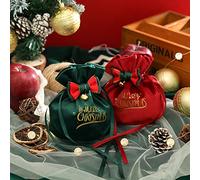 Christmas Velvet Bags with Drawstrings Soft Jewelry Pouch Candy Gift Bag with Bow & for Party Wedding Wrapping Bags