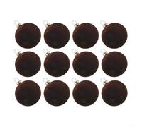 Christmas Velvet Baubles - 12PCS 6Cm Christmas Tree Bauble - Hanging Loop Shatterproof Ornamets Decorations - Pink Green Gold Silver Navy Red Brown Baubles(Pure coffee color)