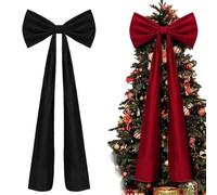 Christmas Velvet Bow, Christmas Extra Large Velvet Bows, Christma-s Tree Topper, Xmas Wreath Bow with Long Streamers Decor for Home Xmas Wreath Wall Wedding Party Decor (Black)