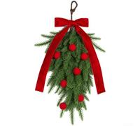 Christmas Velvet Bow Door Hanger 50cm Plush Red Bow Lifelike Pine | PE construction withstands outdoor conditions Pre-assembled for easy hanging Available in White Red Pink Wine Red Black