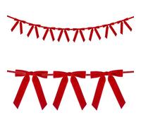 Christmas Velvet Bow Garland,85Inch Long Pre-Strung Bow Garland Banner with 8Pcs 9.4 x 9.4 Inches Bows Reusable Vintage Velvet Bow Decoration for Xmas Tree Fireplace Staircase (Red)