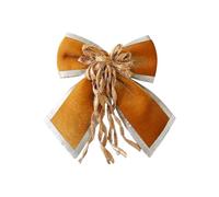Christmas Velvet Bows for Wreath, 25 cm, Fall Winter Day Bow Decoration, Pre-Tied Holiday Wreath Bow for Tree, Door, Garland (Orange)