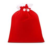 Christmas Velvet Drawstring Backpack - Luxury Plush Santa Gift Bag for Adults, Large Festive Stocking Alternative, Xmas Party Favour Sack-5 Pieces (RED, 70 * 50cm)