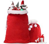Christmas Velvet Drawstring Backpack - Luxury Plush Santa Gift Bag for Adults, Large Festive Stocking Alternative, Xmas Party Favour Sack-5 Pieces (RED 2, 70 * 50cm)