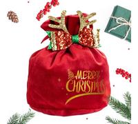 Christmas Velvet Gift Bag - Kids Pullstring Pouch, Holiday Velvet Sack | Seasonal Festive Velvets Parcel Accent Display, Celebration Gifting Candy Present Pouch With Christmas Eve Giftpack Use