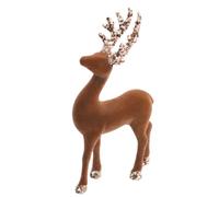 Christmas Velvet Reindeer Figurine 23cm Dusky Brown with Glitter Antlers | Soft Velvet Flocked Finish, Sequin Glitter Antlers, for Christmas Table, Mantel, Shelf, Living Room and Home Décor Display