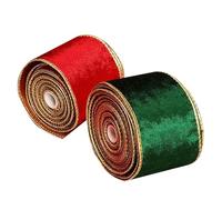 Christmas Velvet Ribbon - 2 Rolls, Elegant-Touch Christmas Ribbon, Christma's Tree Decorations | Holiday Ribbons for Everyday Crafts, Wreaths, Bows, and Decorations