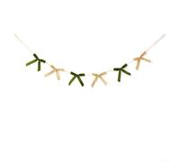 Christmas Velvet Ribbon Banner 5.9ft Fireplace(Light green+beige) | Soft textured fabric material, safe finish, pre-assembled bows, easy drape setup, holiday party use