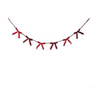 Christmas Velvet Ribbon Banner 5.9ft Fireplace(Red+wine) | Soft textured fabric material, safe finish, pre-assembled bows, easy drape setup, holiday party use