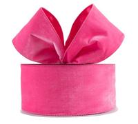 Christmas Velvet Wired Ribbon, Velvet with Satin, 10 Yards, for Gift Wrapping, Tree Decoration, Crafts (Hot Pink, 1-1/2 Inch)