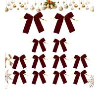 Christmas Velvet Wreath Bows, 12-Piece Holiday Decoration Set for Garlands, Front Door, Yard, Garden, Birthday Party, Wedding, Gift Wrapping, Handmade Crafts, Indoor Outdoor Seasonal Home Decor