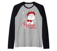 Christmas Vibes Cute Cat Merry Catmas Raglan Baseball Tee