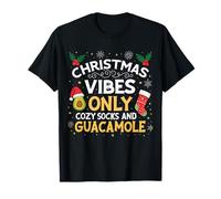 Christmas Vibes Only Cozy Socks and Guacamole Funny Avocado T-Shirt