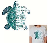 Christmas Vibrant Sea Shell Turtle Heat Iron On Transfers for T-Shirts Rub on Transfers Stickers Vinyl Ready to Press Stickers Iron on Decals for T-Shirts Clothing Hoodie DIY Crafts