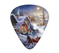 Christmas Village 12-Pack Guitar Picks Set â€“ Unique Single-Sided Printed Picks With Abs Material For Acoustic, Electric Guitars & Ukuleles