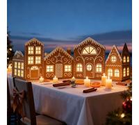 Christmas Village 2026, Foldable with String Lights for Holiday Setup, Gingerbread Village House with Festive Warm Glow, Christmas Light-Up Decor for Home Kitchen Bedroom Living Room Office Apartment
