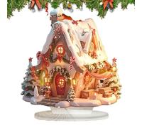 Christmas Village Centerpiece Decor - LED Bed Christmas House Miniature | Desktop Decoration Ornament for Winter Holiday Theme, Bright Cottage Scene for Bedroom, Corner, Sal