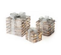 Christmas Village Christmas Led Light Up Gift Box Set - Perfect Indoor/outdoor Xmas Parcel Decoration Box Lights - Set Of 3