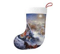 Christmas village Christmas Stocking 17.7", Festive Hanging Sock for Fireplace Mantel, Holiday Decorations