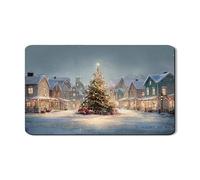 Christmas Village Dish Drying Mats for Kitchen Counter, Winter Cozy Scene Absorbent Rubber Dish Drainer Rack Mat, Holiday Pu Leather Drying Pad for Kitchen Counter Decor 12x20 Inch