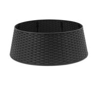 Christmas Village Faux Rattan Christmas Tree Skirt Black 65Cm Base Durable Snap Together Design Fits Tree Stands Up To 63Cm