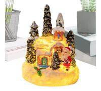Christmas Village Gingerbread House with LED Lights, Exquisite and Cute Gingerbread Christmas Decorations, Resin LED Christmas Gingerbread House Ornament for Holiday Parties Home Decor