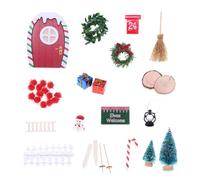 Christmas Village Gnomes And Fairy Door Miniature Set Dollhouses Tabletop Decoration Safe Christmas Toy For Children