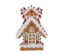 Christmas Village Holiday Desktop Ornament Featuring Meticulously Painted Snowy Cottage Scene for Festive Seasonal Tabletop Display (B, 15cm)