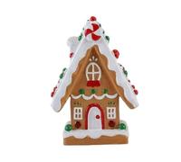 Christmas Village Holiday Desktop Ornament Featuring Meticulously Painted Snowy Cottage Scene for Festive Seasonal Tabletop Display (C, 15cm)
