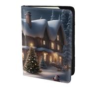Christmas Village House 2 print Travel Wallet Passport Holder Case for Family Leather Passport Cover for Men Women, Black, One Size