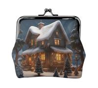 Christmas Village House 3 print Cute Buckle Coin Purses Vintage Pouch Kiss lock Change Purse Wallets for Women Fashion, Black, One Size, Vintage