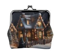 Christmas Village House 4 print Cute Buckle Coin Purses Vintage Pouch Kiss lock Change Purse Wallets for Women Fashion, Black, One Size, Vintage