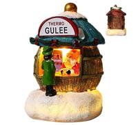 Christmas Village House, Christmas Village Santa's Shop, Resin LED Christmas Village Building Ornament, Light Up Christmas Cabin Figurine For Christmas Home Decoration