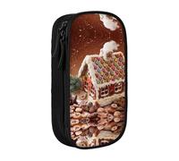 Christmas Village House Print Pencil Case Coin Key Card Bag Purse Large Pen Pouch for Kids Boys School Office