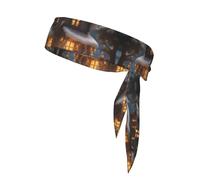 Christmas Village House Print Sport Head Ties Headbands Bandanas Workout Hair Band Athletic Sweatbands for Running Tennis