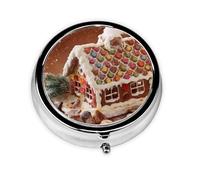 Christmas Village House This Small, Round, Three-Compartment Travel Pill Box is Perfect for Storing Daily medications, Vitamins, and on-The-go.