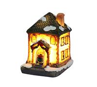 Christmas Village Houses Decorations LED Lights Christmas Town Scene Desktop Resin Ornaments Christmas Figurines Accessories Buildings Battery Operated Landscape Decor