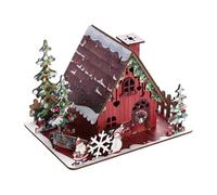 Christmas Village Houses, Funny DIY No Glue 3D Christmas House Model Puzzle | Red Christmas Houses Village, Christmas Houses Building Toys For Kids Adults Family Indoor Table Desk Fireplace Office