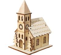 Christmas Village Houses: Led Light Wooden House with Battery, Unfinished Rustic Holiday Village Decor, Perfect for Christmas Table Centerpieces, Xmas Party Decorations, DIY Crafts